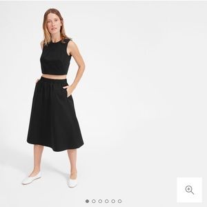 Everlane Clean Cotton A Line Black Midi Skirt